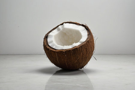 Coconut on a white background with copy space for text.の素材