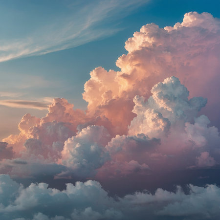 Dramatic sky with clouds at sunset. Colorful sky backgroundの素材