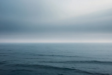 Sea and sky in the morning. Seascape with fog.の素材
