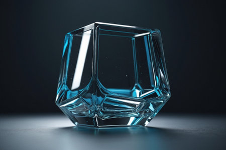 Transparent glass vase on black background. 3d rendering.の素材