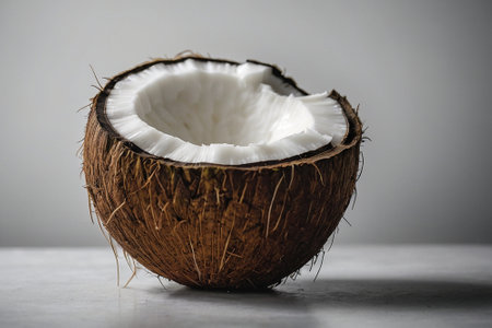 Coconut on a white background. Close up. Selective focus.の素材