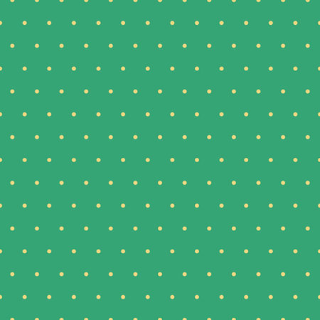 Seamless pattern with yellow polka dots on a green backgroundの写真素材