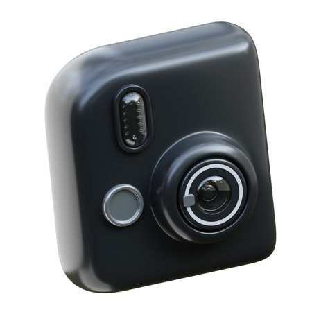 Black camera isolated on a white background. 3d render image.