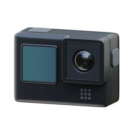 Action Cam 3D Model on white backgroundの写真素材