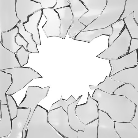 Broken white wall with a hole in it. 3d illustration