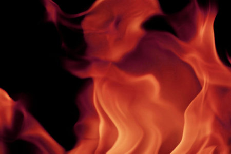 fire flames on black background close-up, abstract fire flames backgroundの写真素材