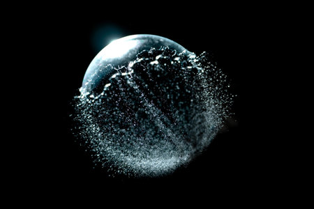 Abstract image of planet with water splash on black background. 3D rendering