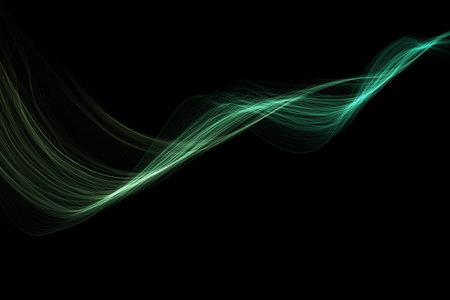 Abstract green wave on black background. Fantasy fractal texture. Digital art. 3D rendering.