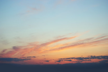 Sunset sky with clouds in pastel colors. Abstract background.