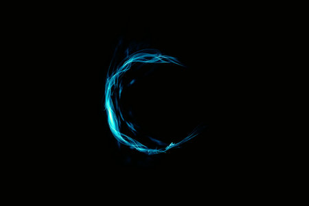 Abstract blue smoke isolated on black background. Fantasy fractal texture. Digital art. 3D...