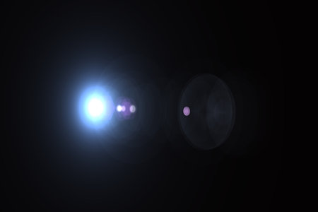 star with lens flare and bokeh effect made in 3d softwareの写真素材