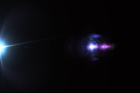 Lens flare effect in space. 3D render of lens flare effect in space.の写真素材