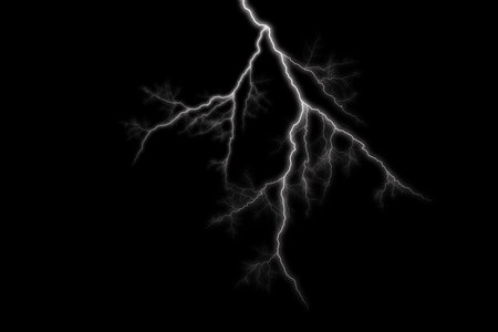 Lightning strike on a black background. Illustration of lightning strikeの写真素材