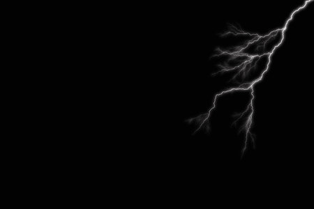 Lightning strike on a black background. 3d rendering, 3d illustration.