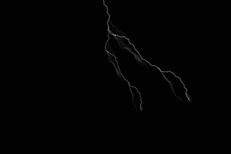 Lightning strike on a black background. 3D rendering, 3D illustration.の写真素材