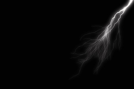 Lightning strike on a black background. 3d rendering, 3d illustration.の写真素材