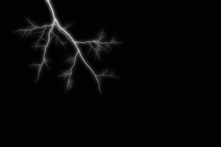 Lightning strike on a black background. 3D rendering. Computer digital drawing.の写真素材
