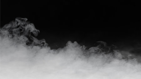 White cloud of smoke on a black background. Design element. 3D illustrationの写真素材