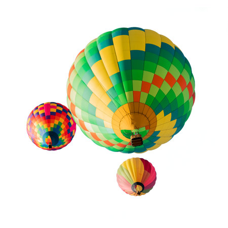 Colorful hot air balloons isolated on white background with clipping path.の写真素材