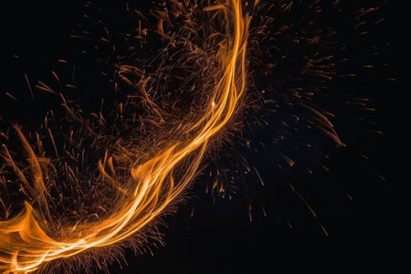 Fire sparks on a black background. Fire sparks on a black background.の写真素材