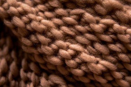 Macro texture of a knitted warm brown sweater. Abstract background.の写真素材