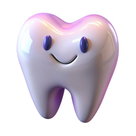 Tooth with smile isolated on white background. 3d render.