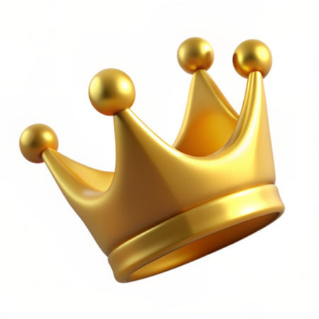 Gold crown isolated on white background. 3D rendering. 3D illustration.の写真素材