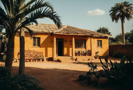 Typical african house in the desert.の写真素材
