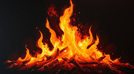 Fire flames on black background. Fire flames on black background. Fire flames on black background