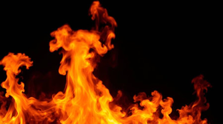 Fire flames on a black background. Fire flames isolated on black background