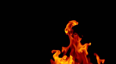Fire flames on black background. Abstract fire flames isolated on black background