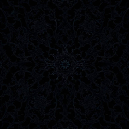 Seamless pattern with abstract floral ornament on a black background.