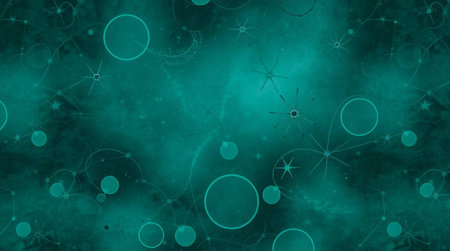 Abstract geometric background with circles and lines. Fantasy fractal design in turquoise colors. Digital art. 3D rendering.の写真素材