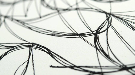 Hand drawn lines on white paper. Abstract background. Close up.の写真素材