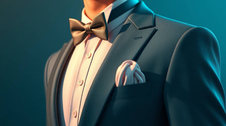 Tuxedo with bow tie on mannequin, 3d renderの写真素材