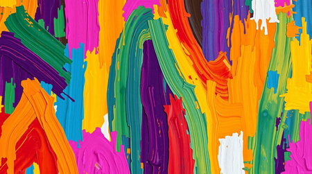 Abstract background of acrylic paint in yellow, blue, green and pink tonesの写真素材