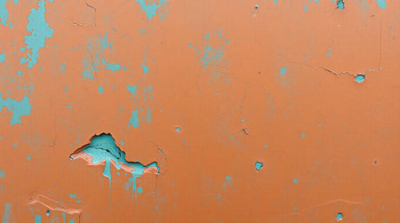 Grunge background with peeling paint on old metal surface.の写真素材