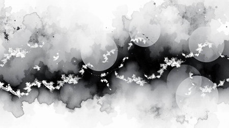 Abstract black and white watercolor hand painted background for your design.の写真素材