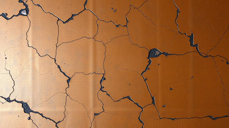 Cracked paint on the wall of an old building, abstract backgroundの写真素材