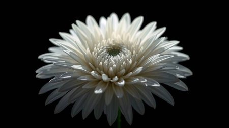 White chrysanthemum isolated on black background. Close up.