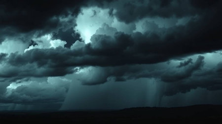 Dramatic stormy sky with rain clouds. Nature background.