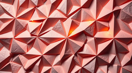 Abstract geometric background with red triangular polygons. 3d render illustration