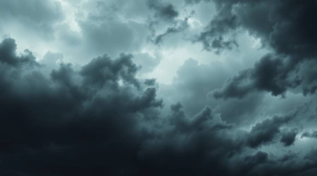 Dramatic stormy sky with dark clouds. Abstract background.の写真素材