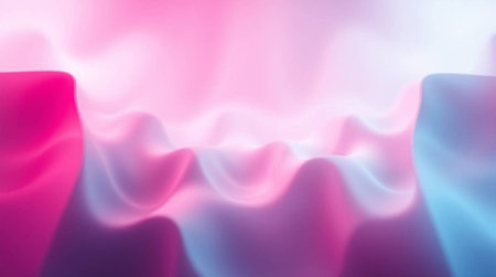 abstract pink and blue wavy fabric background. 3d render illustrationの写真素材