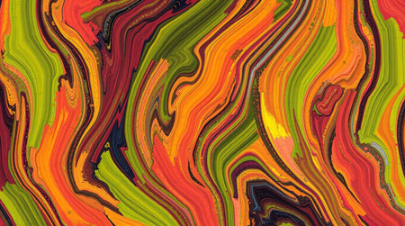 Abstract background of acrylic paint in red, orange, yellow and green tonesの写真素材