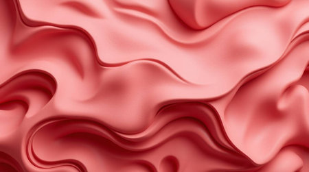 Closeup of rippled red silk fabric. 3d render illustrationの写真素材