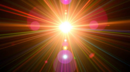 star with lens flare and bokeh effect made in 3d softwareの写真素材
