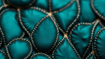 Luxury blue leather upholstery background. Close up.の写真素材