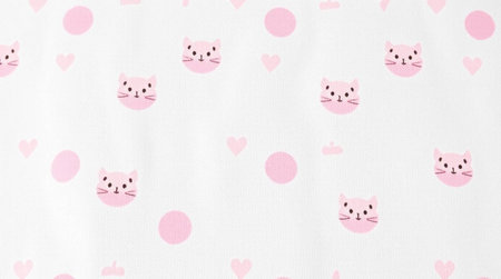 Texture, background, pattern. Fabric with pink hearts on a white backgroundの写真素材