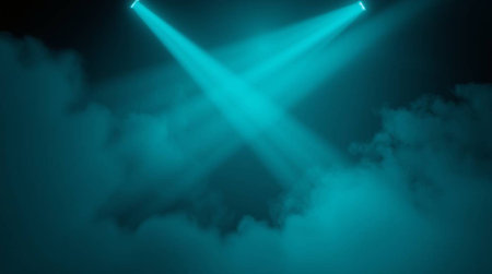 blue stage spotlight with white clouds in the dark night sky illustration background new quality universal colorful joyful stock imageの写真素材